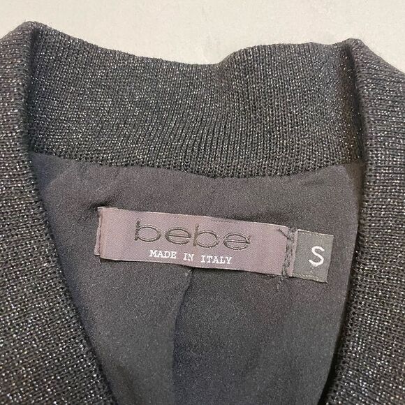 BEBE Sequin Bling Bomber Jacket Women Small Multicolor Striped Colorblock - Picture 4 of 6